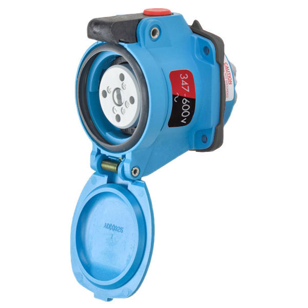 63-14147 - DSN20 RECEPTACLE POLY BLUE SIZE 1 TYPE 4X IP 69 3P+N+G 20A 347/600 VAC 60 Hz NO AUX